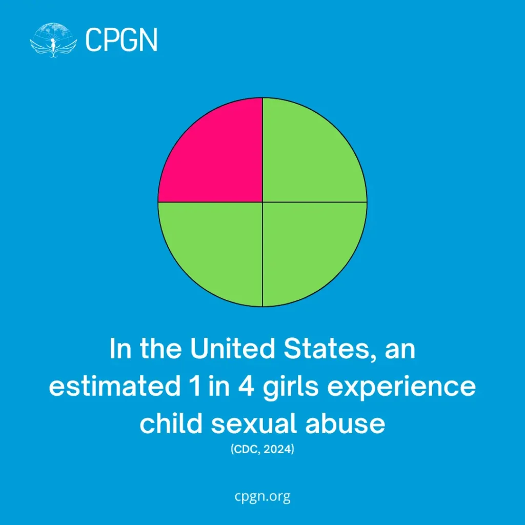 In the U.S, an estimated 1 in 4 girls experience child sexual abuse