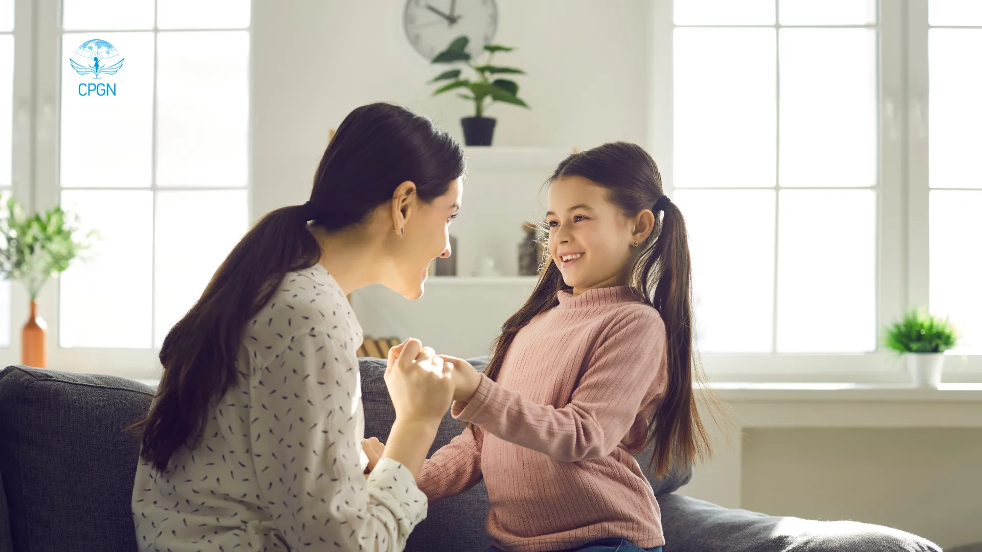 mom talking to her child